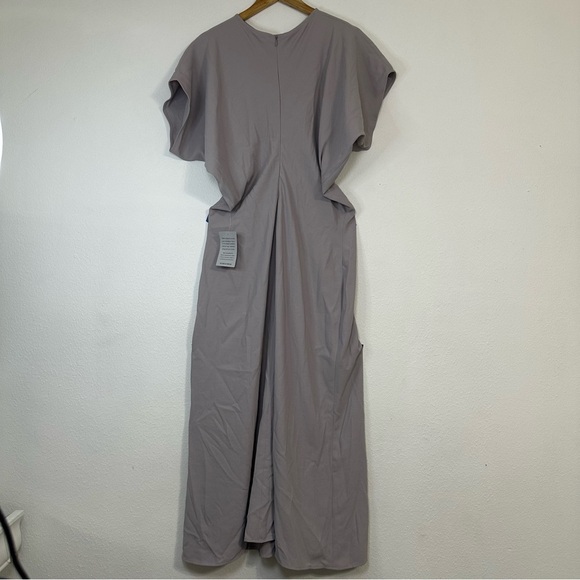 LUXELY By Maggy London Dove Gray Blouson Crew Neck Short Sleeve Bodice THEO- - Picture 2 of 16